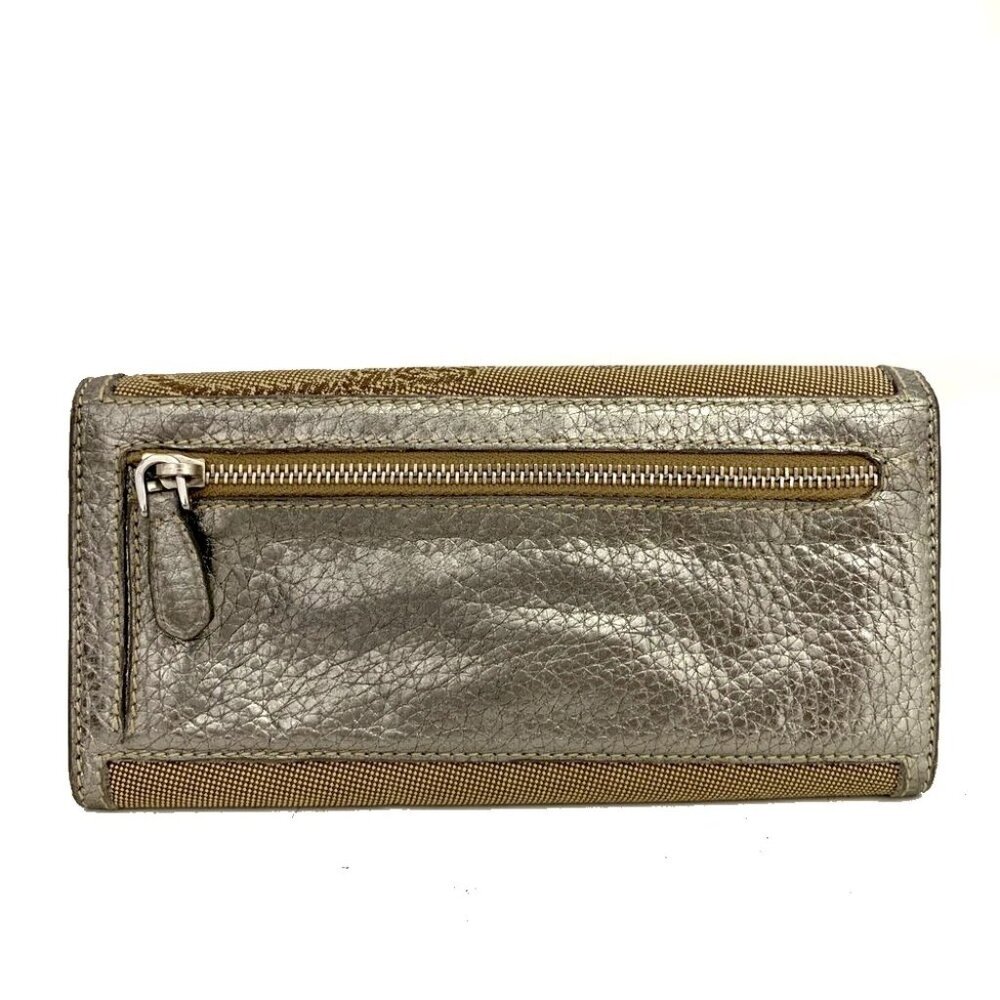 EGA PRADA Logo Jacquard Ribbon Canvas Long Bifold Wallet Beige/7BH0709 - Picture 4 of 8